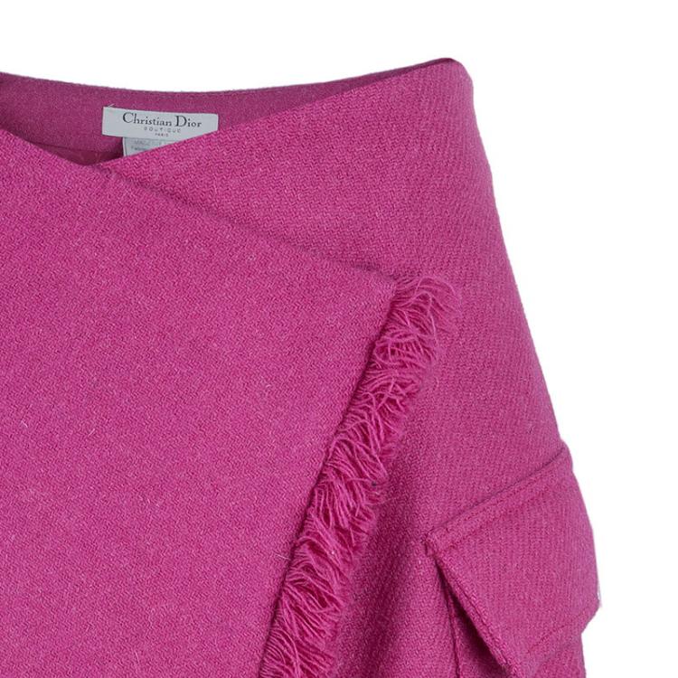 Pre Owned Dior Fuschia Pink Wool Skirt M