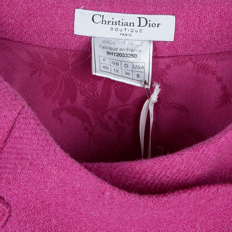 Pre Owned Dior Fuschia Pink Wool Skirt M