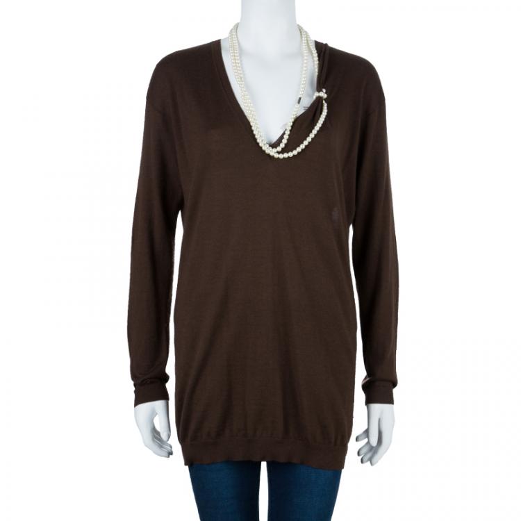 Pre Owned Dior Brown Long Sleeve Sweater M