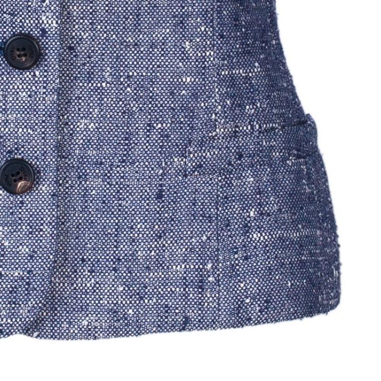 Pre Owned Dior Blue Sleeveless Bow Textured Jacket M