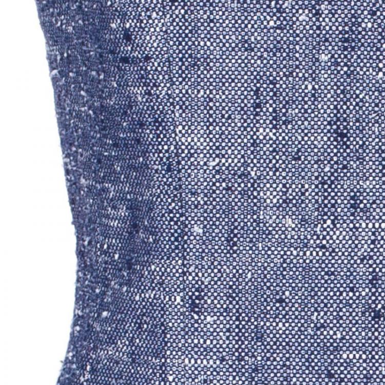 Pre Owned Dior Blue Sleeveless Bow Textured Jacket M