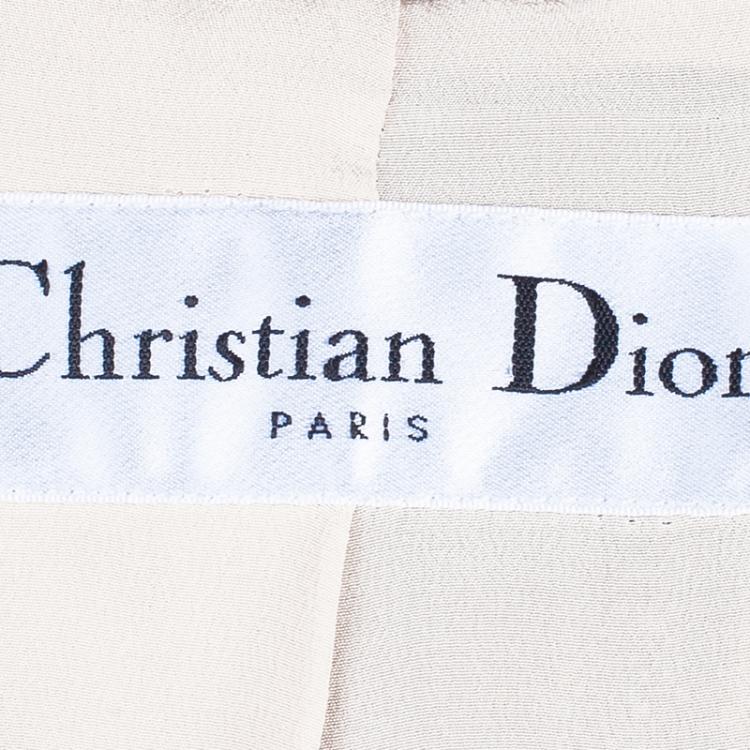 Pre Owned Dior Blue Sleeveless Bow Textured Jacket M