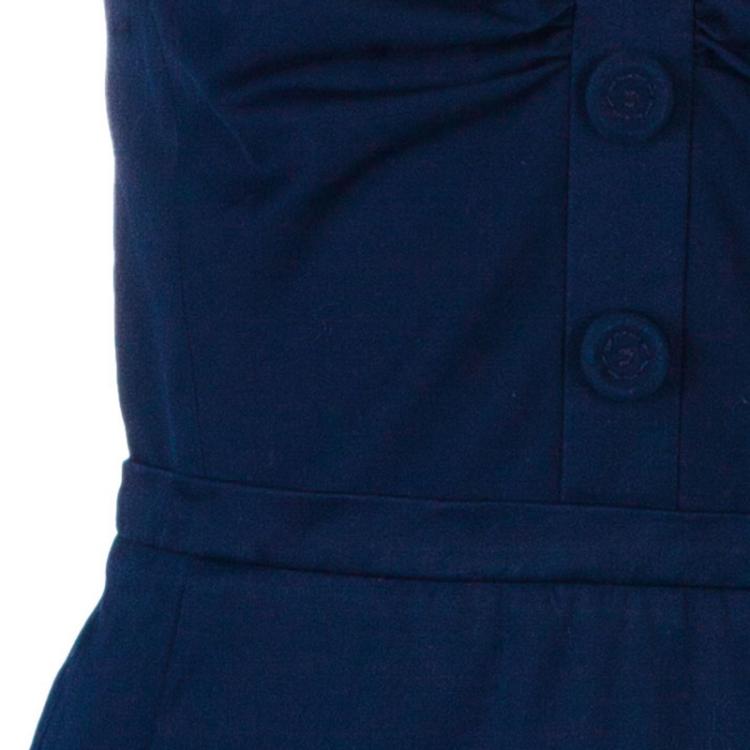 Pre Owned Dior Navy Blue Cotton Knee-length Dress M