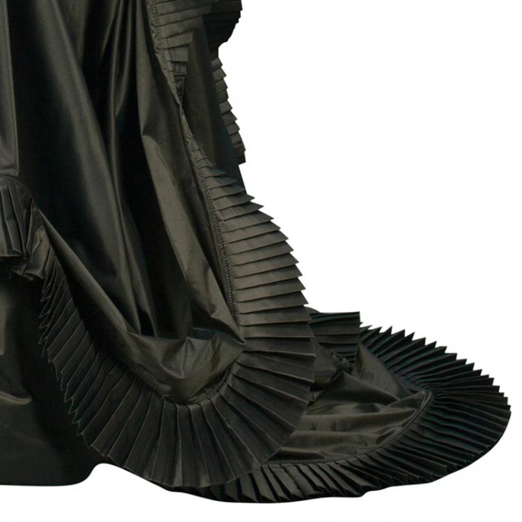 Pre Owned Dior Olive Green Silk Taffeta Gown S
