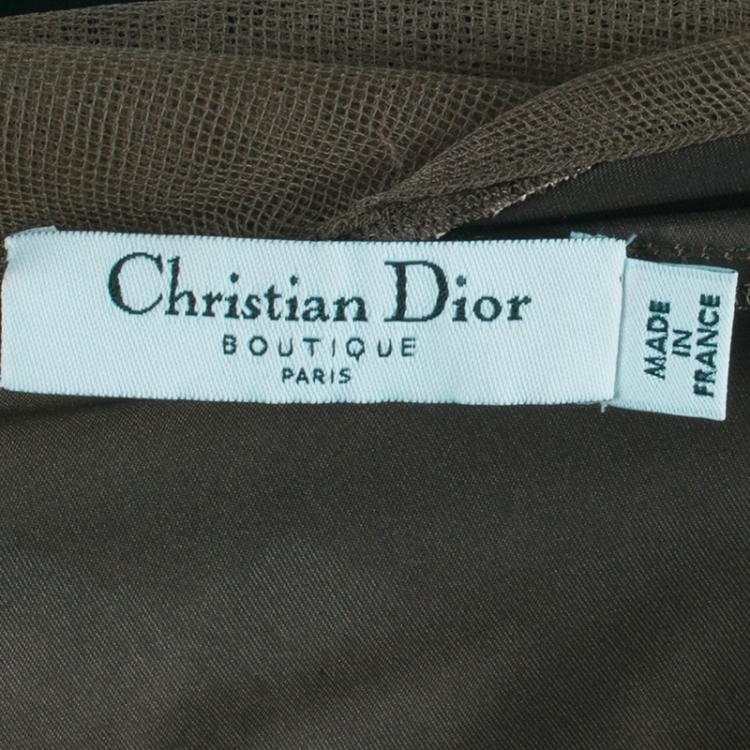 Pre Owned Dior Olive Green Silk Taffeta Gown S