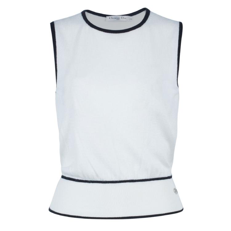 Pre Owned Dior Monochrome Knit Top And Cardigan Set M