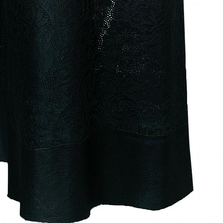 Pre Owned Dior Black Leather Laser Cut Skirt M