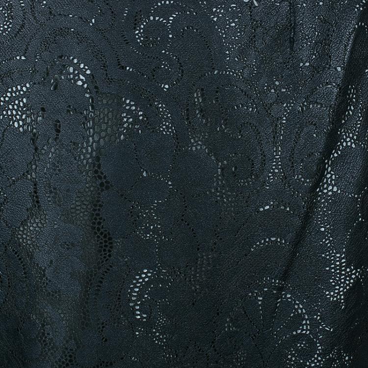 Pre Owned Dior Black Leather Laser Cut Skirt M