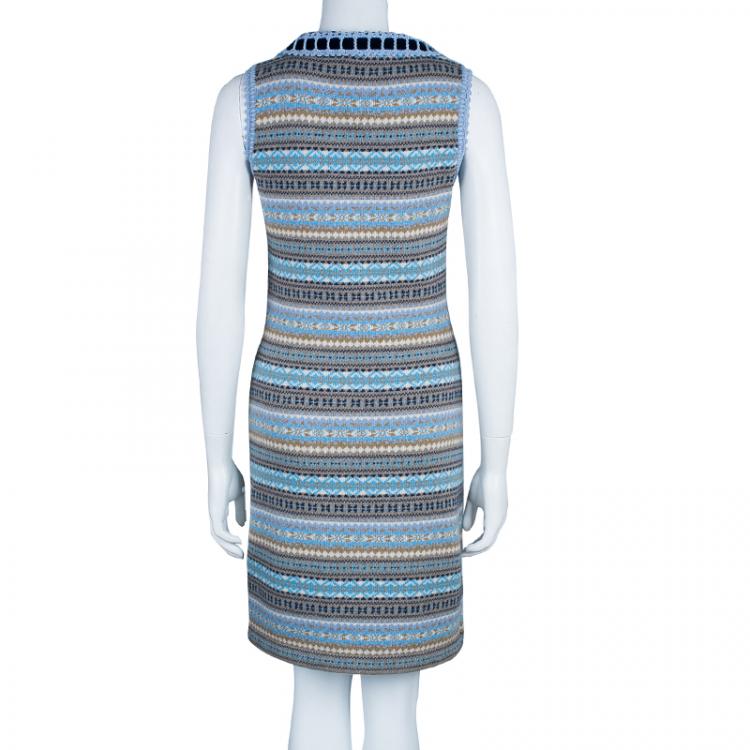 Pre Owned Dior Multicolor Pattern Knit Sleeveless Dress S