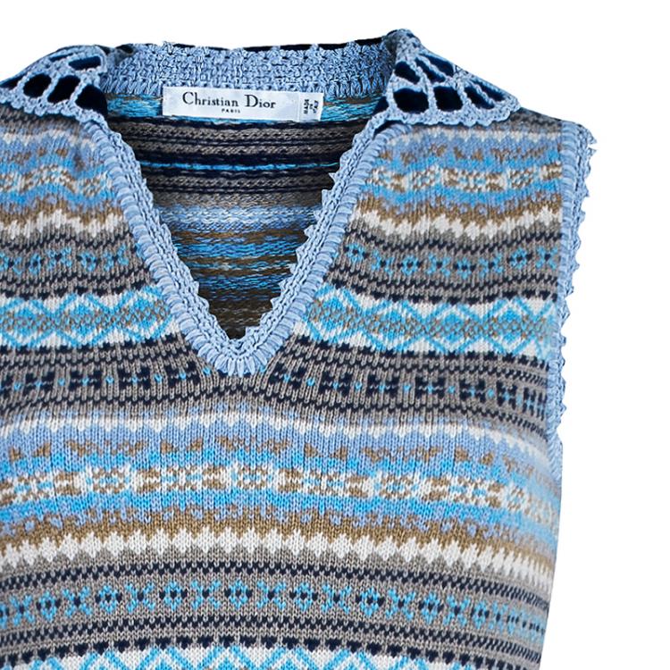 Pre Owned Dior Multicolor Pattern Knit Sleeveless Dress S