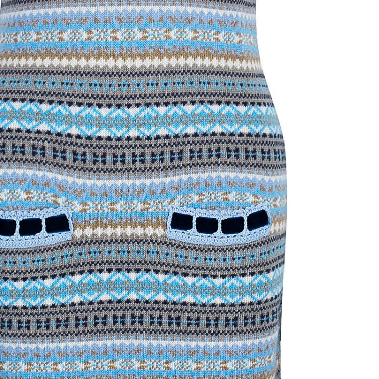 Pre Owned Dior Multicolor Pattern Knit Sleeveless Dress S