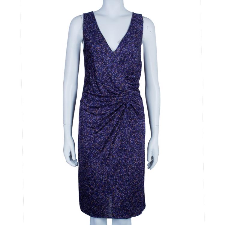 Pre Owned Dior Multicolor Print Sleeveless Draped Dress M