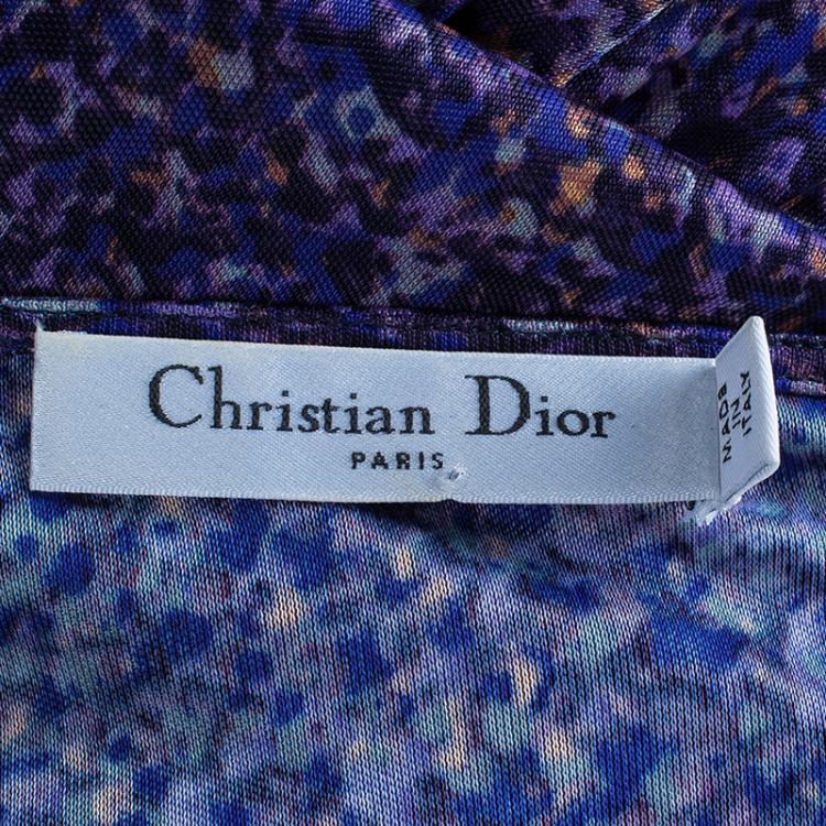 Pre Owned Dior Multicolor Print Sleeveless Draped Dress M