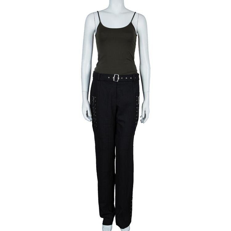 Pre Owned Dior Black Studded Trousers L