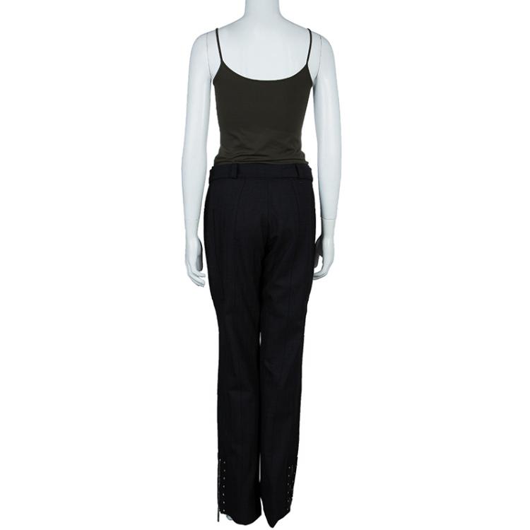 Pre Owned Dior Black Studded Trousers L