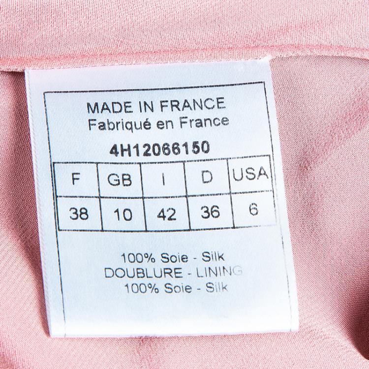 Pre Owned Dior Pastel Pink Ruffle Detail Silk Dress M