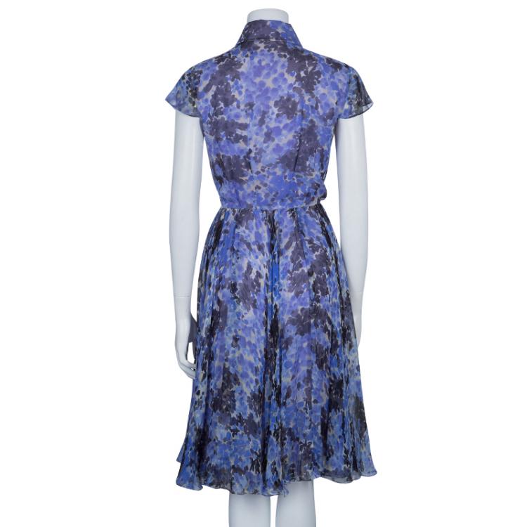 Pre Owned Dior Purple Floral Silk Chiffon Dress S