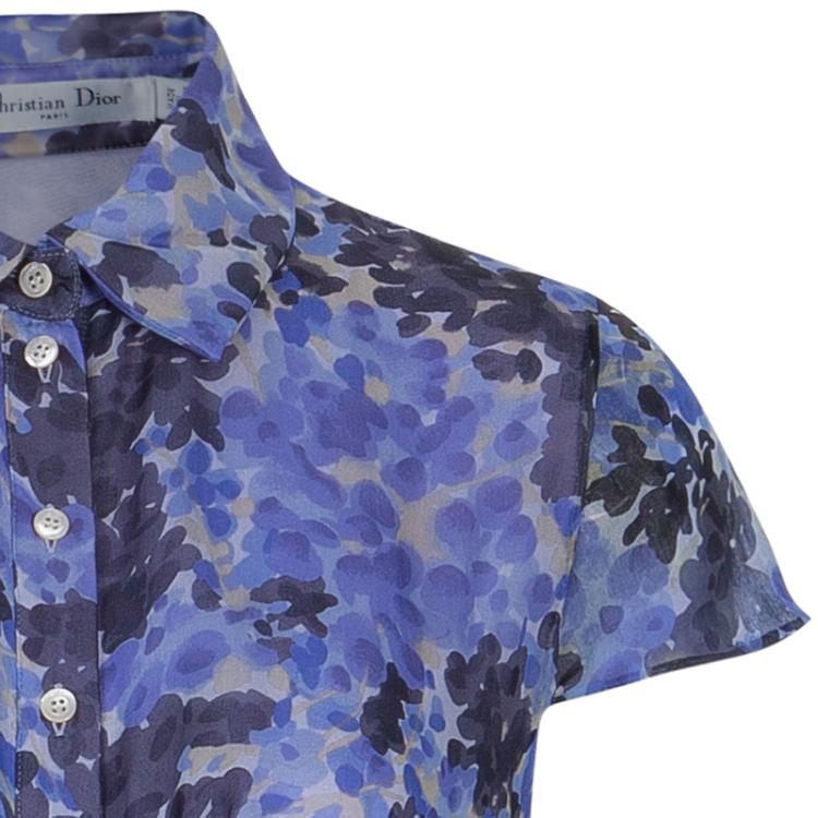 Pre Owned Dior Purple Floral Silk Chiffon Dress S