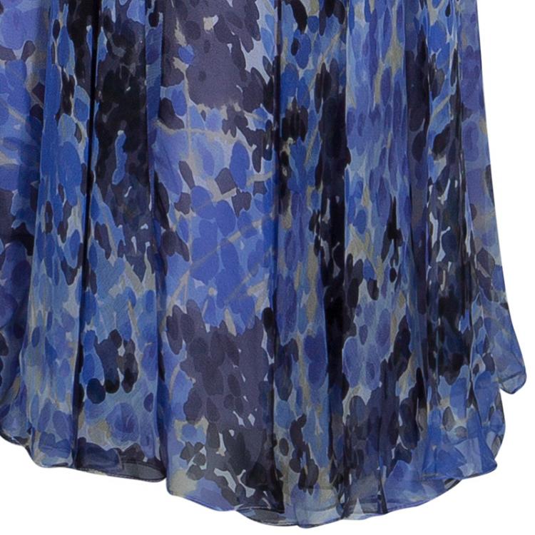 Pre Owned Dior Purple Floral Silk Chiffon Dress S