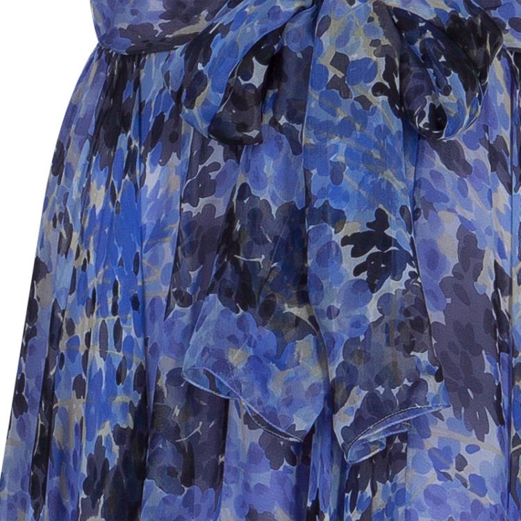 Pre Owned Dior Purple Floral Silk Chiffon Dress S