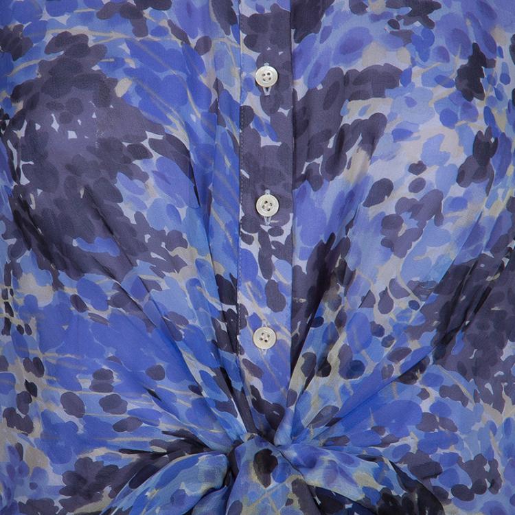 Pre Owned Dior Purple Floral Silk Chiffon Dress S