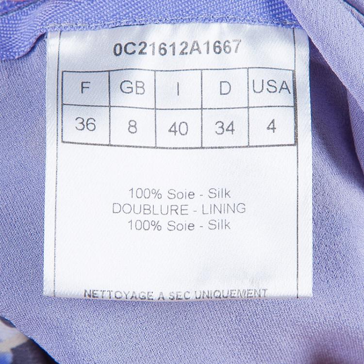 Pre Owned Dior Purple Floral Silk Chiffon Dress S