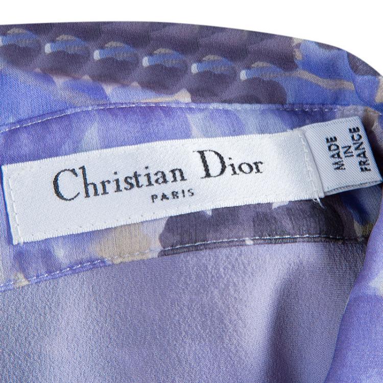 Pre Owned Dior Purple Floral Silk Chiffon Dress S