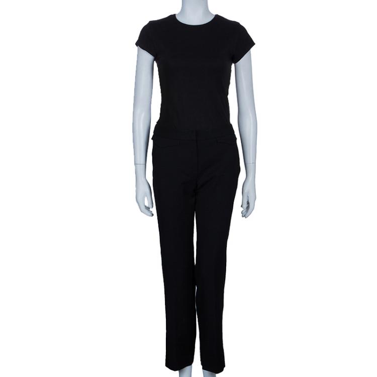 Pre Owned Dior Black Wool Tailored Trousers S