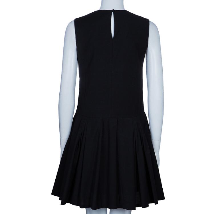 Pre Owned Dior Black Drop Waist Pleated Dress M