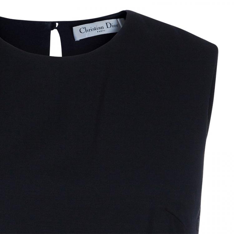 Pre Owned Dior Black Drop Waist Pleated Dress M