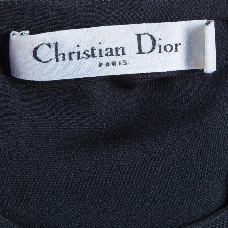 Pre Owned Dior Black Drop Waist Pleated Dress M