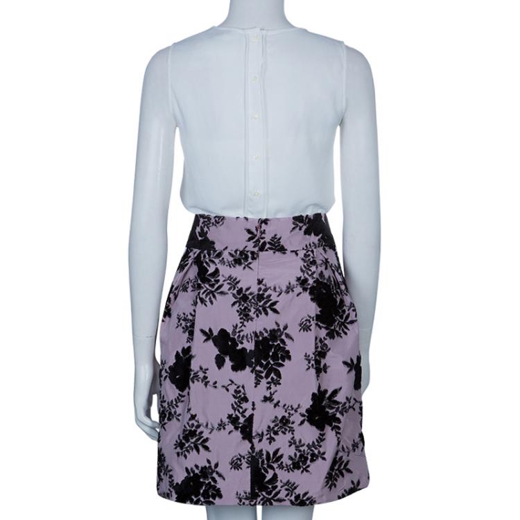 Pre Owned Dior Black and Purple Velvet Skirt M