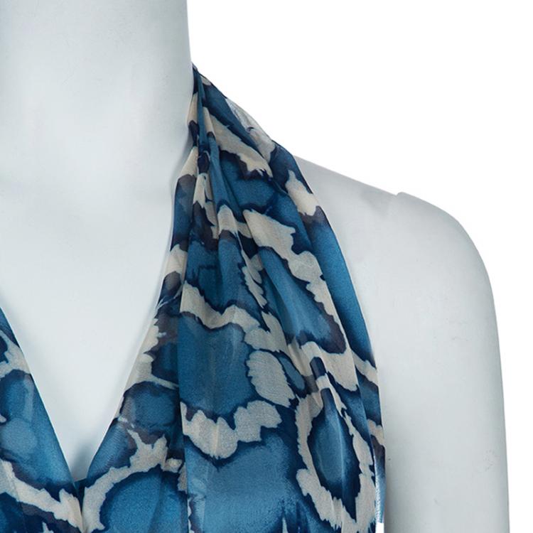 Pre Owned Dior Blue Print Silk Top S