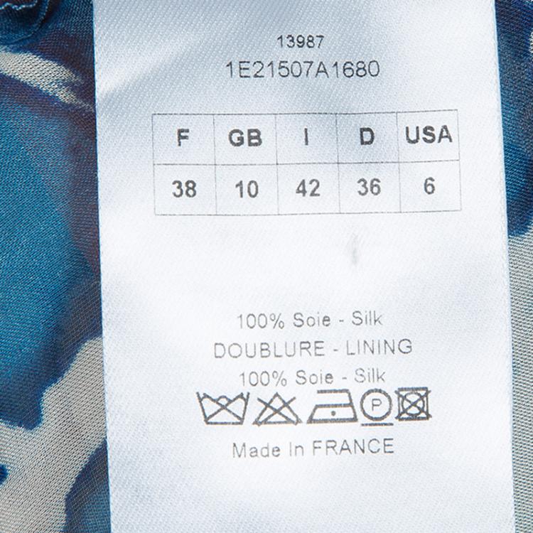 Pre Owned Dior Blue Print Silk Top S