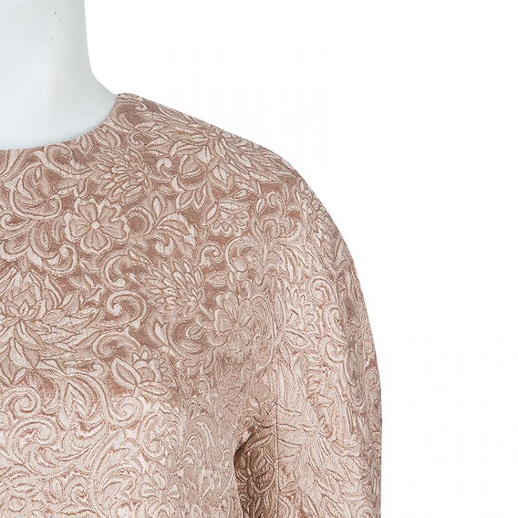 مملوكة مسبقًا Dior Beige Jacquard Silk Dress L