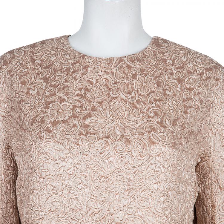 مملوكة مسبقًا Dior Beige Jacquard Silk Dress L
