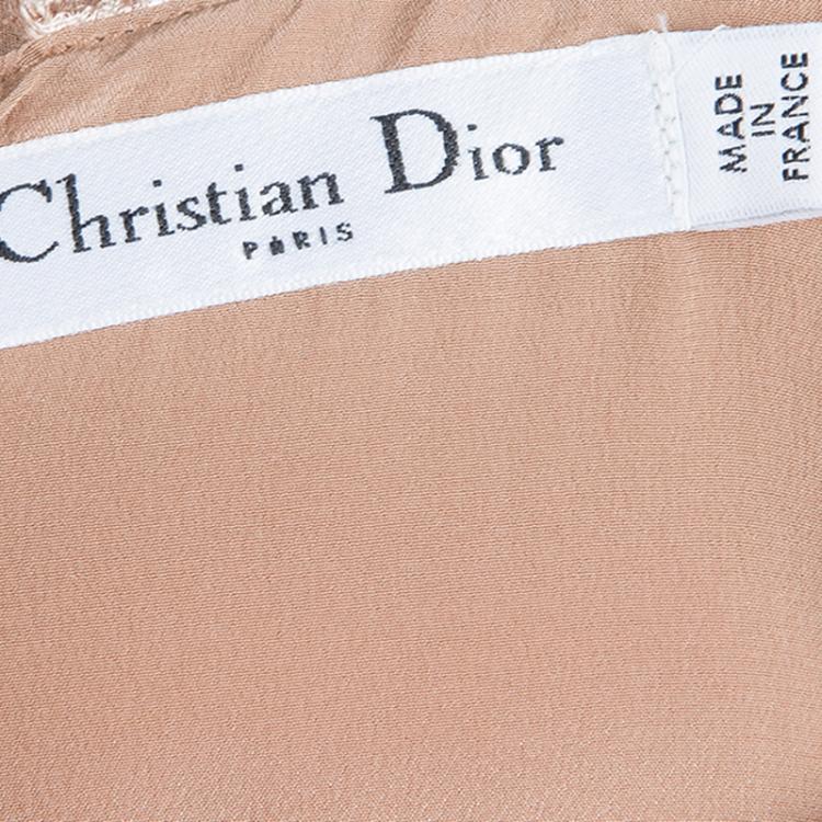 مملوكة مسبقًا Dior Beige Jacquard Silk Dress L