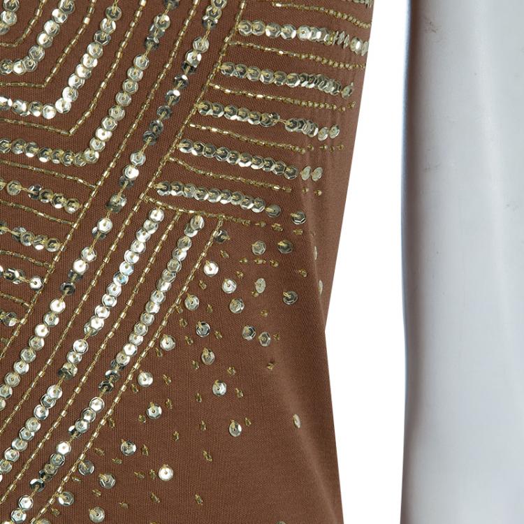 Pre Owned Dior Brown Sequin T Shirt S