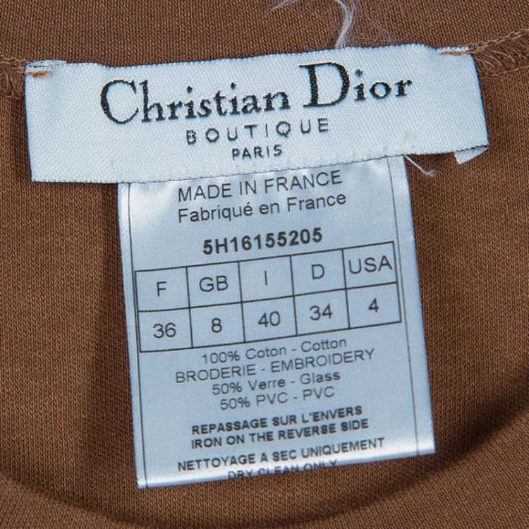 Pre Owned Dior Brown Sequin T Shirt S