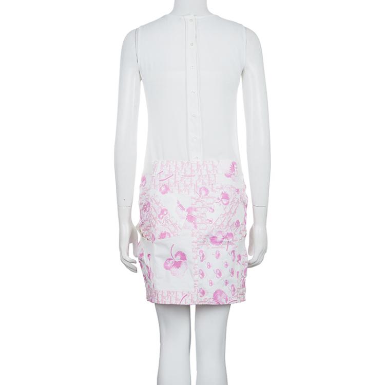 Pre Owned Dior Pink and White Cotton Skirt M