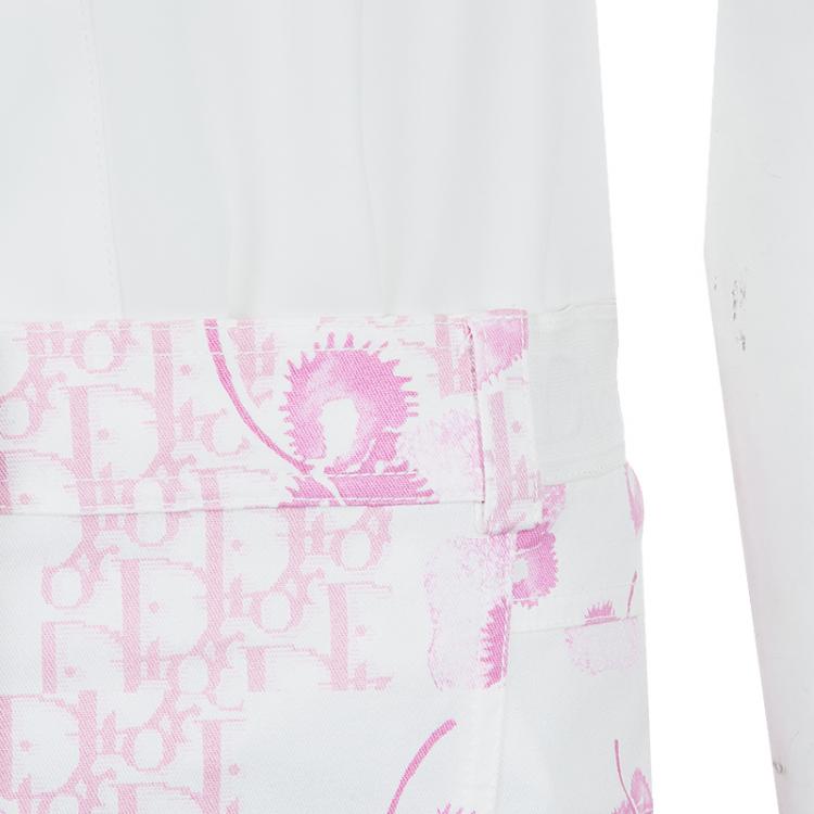 Pre Owned Dior Pink and White Cotton Skirt M