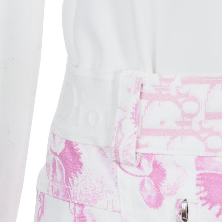 Pre Owned Dior Pink and White Cotton Skirt M