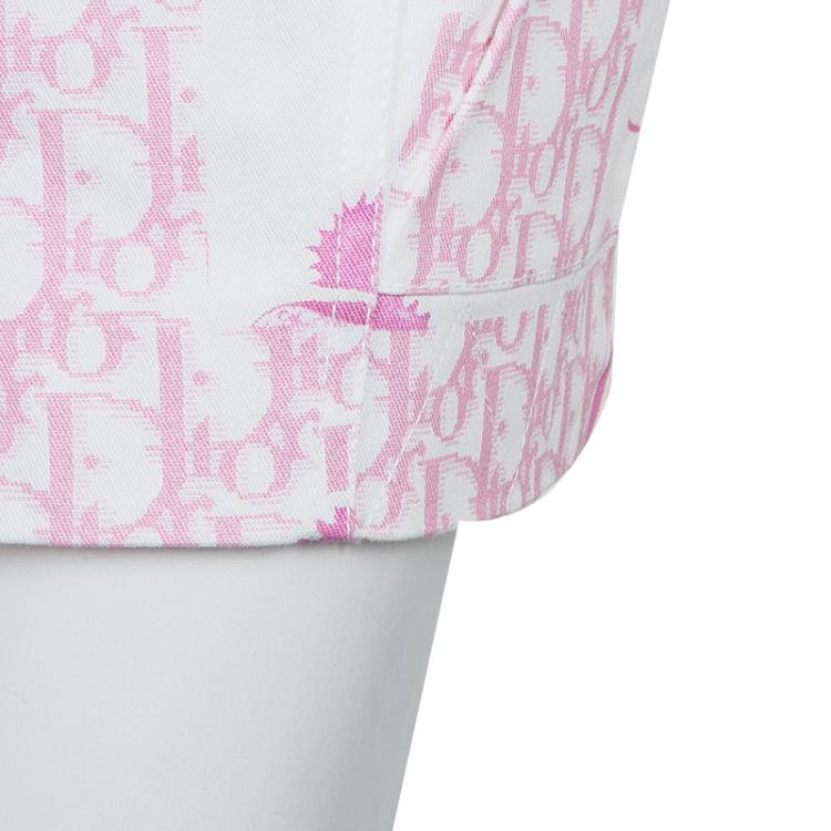 Pre Owned Dior Pink and White Cotton Skirt M