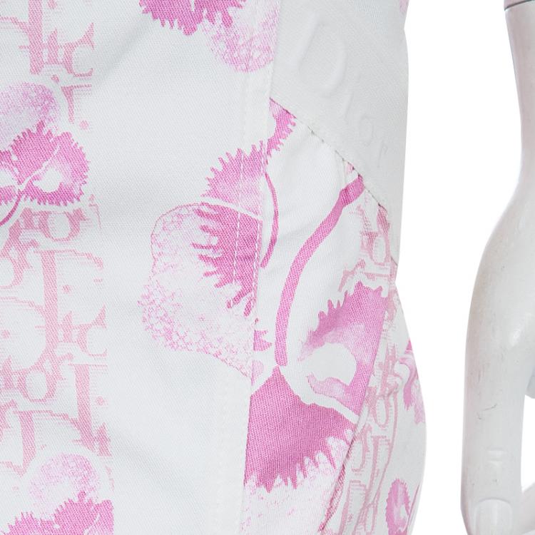 Pre Owned Dior Pink and White Cotton Skirt M