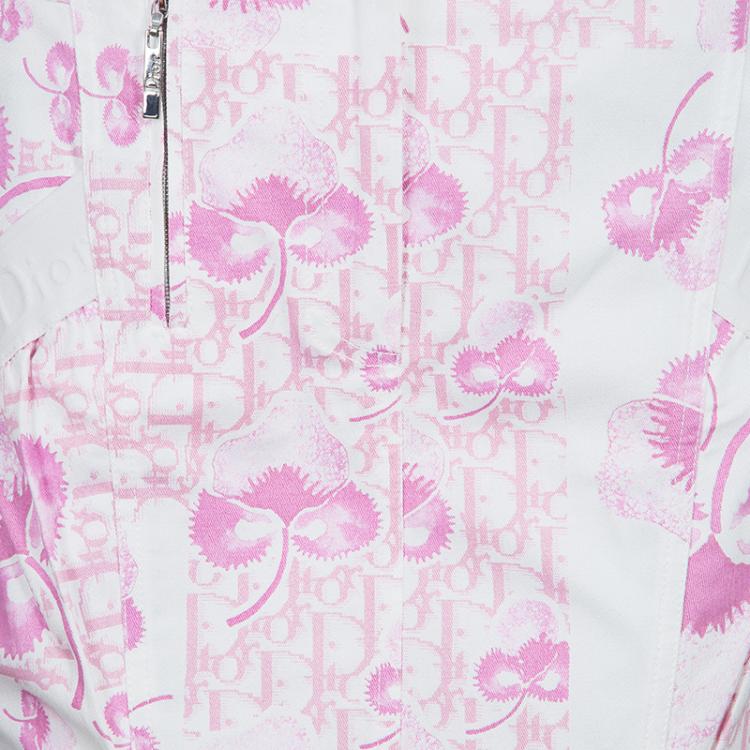 Pre Owned Dior Pink and White Cotton Skirt M