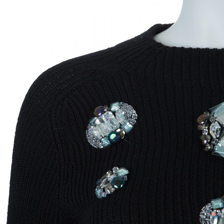 Pre Owned Dior Black Embellished Sweater M