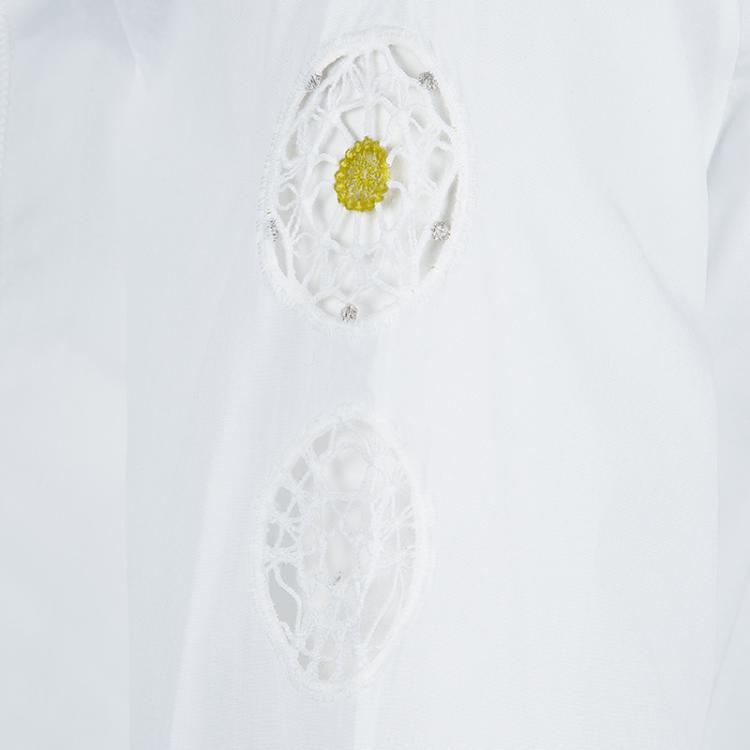 Pre Owned Dior White Embroidered Crochet Detail Button Down Cotton Shirt S