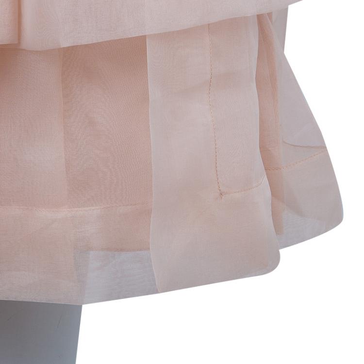 Pre Owned Dior Beige Layered Horizontal Pintuck Detail Silk Skirt M