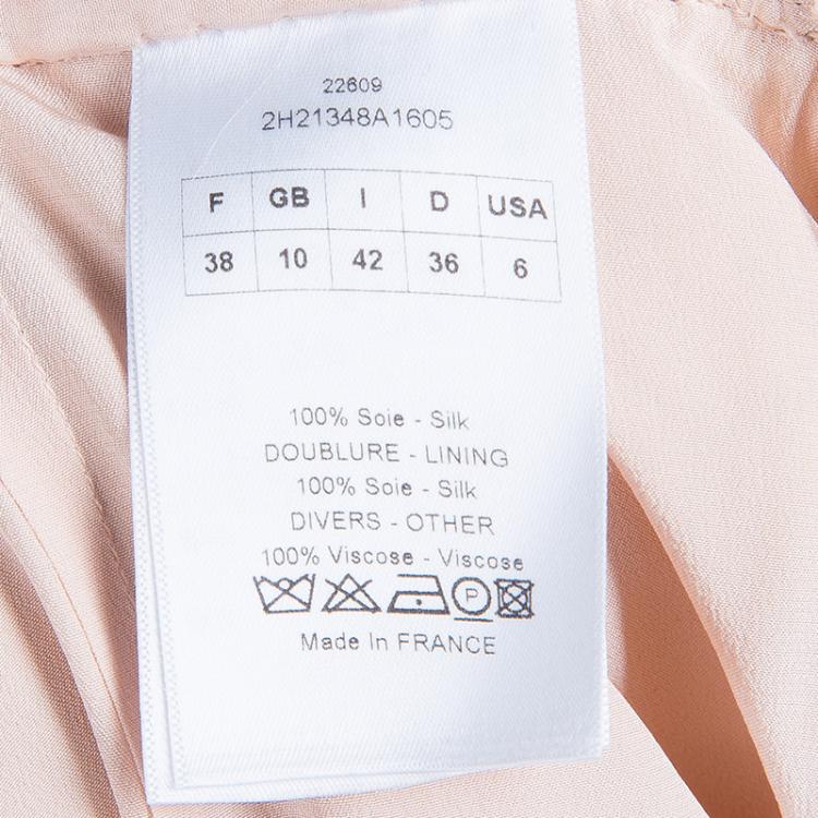 Pre Owned Dior Beige Layered Horizontal Pintuck Detail Silk Skirt M