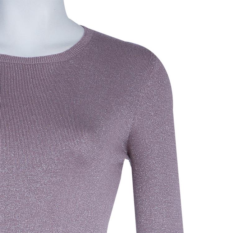 Pre Owned Dior Mauve Knit Bodycon Long Sleeve Maxi Dress S